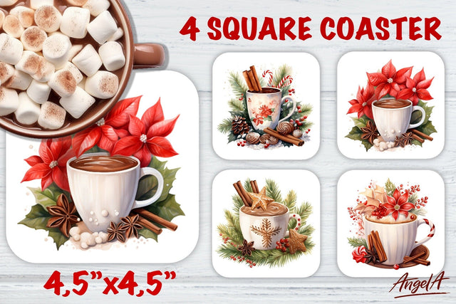 Christmas square coaster sublimation / hot cocoa mug Sublimation Angelina Semenova 