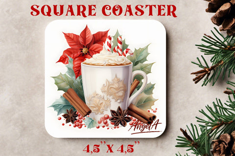 Christmas square coaster sublimation / watercolor mug Sublimation Angelina Semenova 