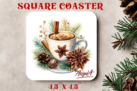 Christmas square coaster sublimation / watercolor mug Sublimation Angelina Semenova 