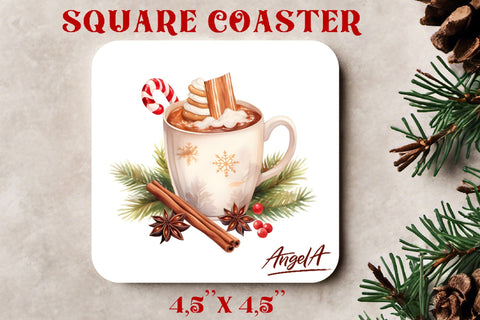 Christmas square coaster sublimation / watercolor mug Sublimation Angelina Semenova 