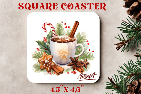 Christmas square coaster sublimation / watercolor mug Sublimation Angelina Semenova 