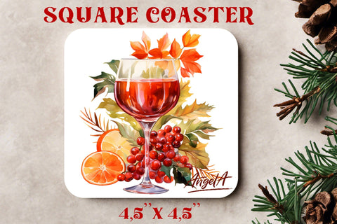 Christmas square coaster sublimation / wine glass coasters Sublimation Angelina Semenova 