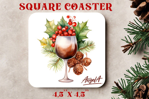 Christmas square coaster sublimation / wine glass coasters Sublimation Angelina Semenova 