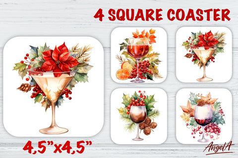Christmas square coaster sublimation / wine glass coasters Sublimation Angelina Semenova 
