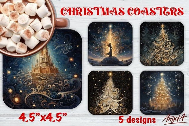 Christmas Square coaster sublimation, Winter Wonderland Sublimation Angelina Semenova 