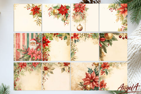 Christmas square coasters for sublimation bundle, floral PNG Sublimation Angelina Semenova 