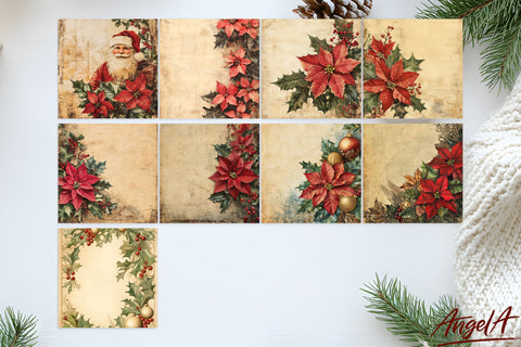 Christmas square coasters for sublimation bundle, floral PNG Sublimation Angelina Semenova 
