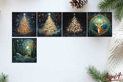 Christmas square coasters sublimation bundle, Christmas tree Sublimation Angelina Semenova 