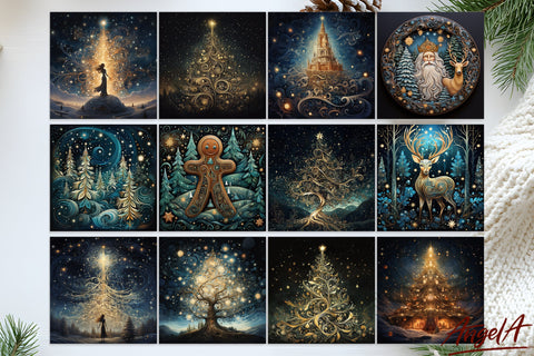 Christmas square coasters sublimation bundle, Christmas tree Sublimation Angelina Semenova 