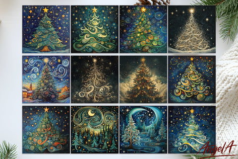 Christmas square coasters sublimation bundle, Christmas tree Sublimation Angelina Semenova 