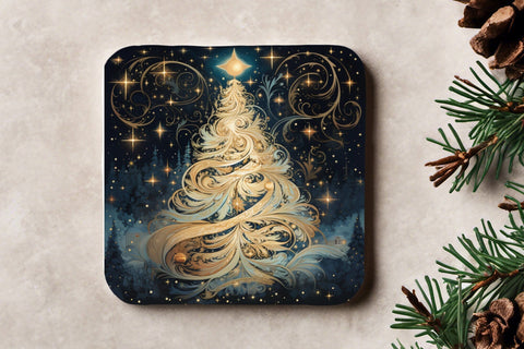 Christmas square coasters sublimation bundle, Christmas tree Sublimation Angelina Semenova 