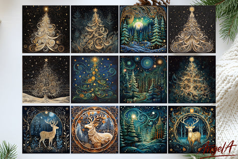 Christmas square coasters sublimation bundle, Christmas tree Sublimation Angelina Semenova 