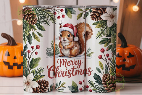 Christmas Squirrel 20oz Tumbler Wrap Sublimation PixelChick 
