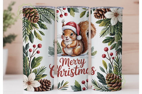 Christmas Squirrel 20oz Tumbler Wrap Sublimation PixelChick 