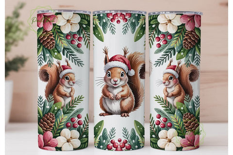 Christmas Squirrel 20oz Tumbler Wrap Sublimation PixelChick 