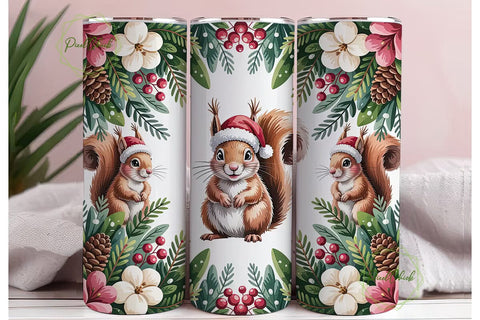 Christmas Squirrel 20oz Tumbler Wrap Sublimation PixelChick 