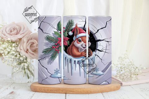 Christmas Squirrel 20oz Tumbler Wrap Sublimation sassyprint 