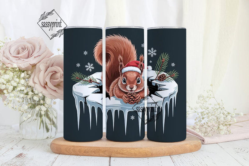 Christmas Squirrel 20oz Tumbler Wrap Sublimation sassyprint 
