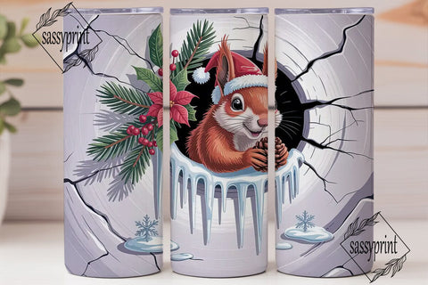 Christmas Squirrel 20oz Tumbler Wrap Sublimation sassyprint 