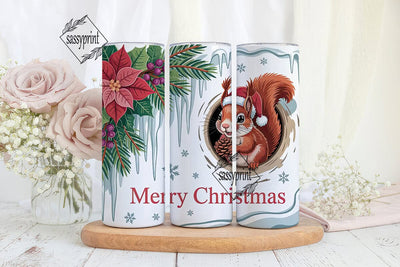Christmas Squirrel 20oz Tumbler Wrap Sublimation sassyprint 