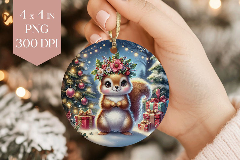 Christmas Squirrel Sublimation PNG - Cute Animal Ornament Art Sublimation BijouBay 