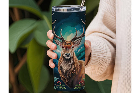 Christmas Stag 20oz Tumbler Wrap Sublimation DesignSVG 