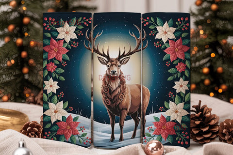 Christmas Stag 20oz Tumbler Wrap Sublimation DesignSVG 