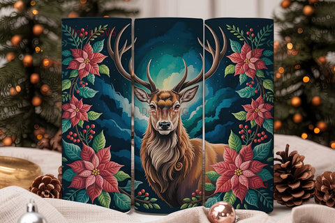 Christmas Stag 20oz Tumbler Wrap Sublimation DesignSVG 