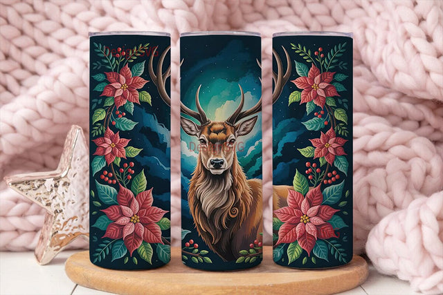 Christmas Stag 20oz Tumbler Wrap Sublimation DesignSVG 