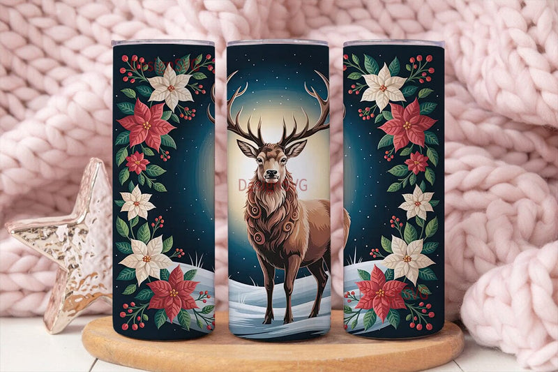 Christmas Stag 20oz Tumbler Wrap Sublimation DesignSVG 