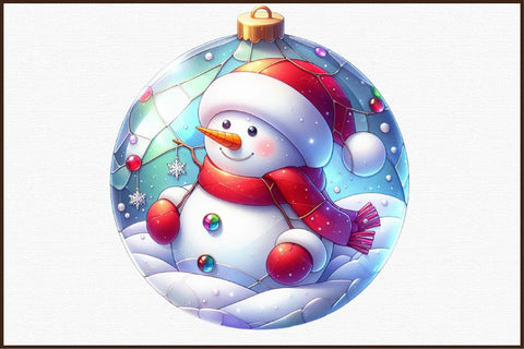 Christmas Stained Glass Snowman Clipart Sublimation designartist 