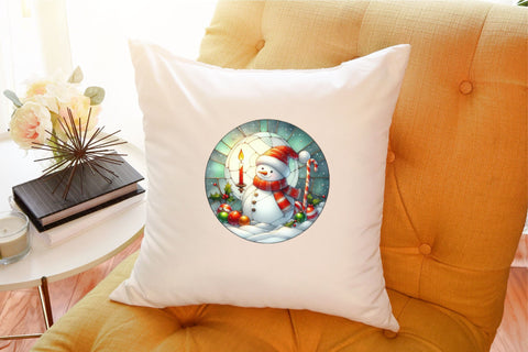 Christmas Stained Glass Snowman Clipart Sublimation designartist 