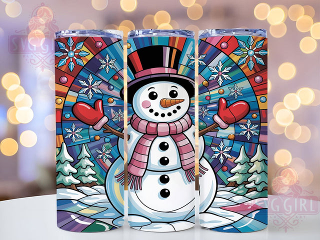 Christmas Stained Glass Snowman Tumbler, Snowman Glass Wrap, Holiday Stained Glass Sublimation, 20oz Snowman Tumbler, Festive Glass Art, Winter Snowman Mug, Seasonal Glass Cup Sublimation SvggirlplusArt 