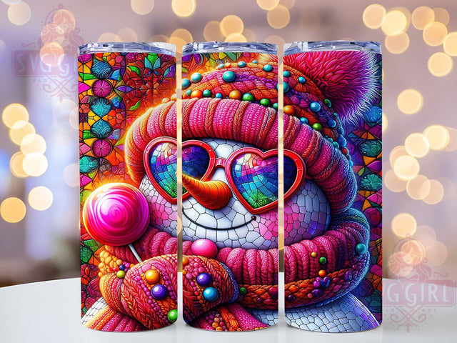 Christmas Stained Glass Snowman Tumbler, Snowman Glass Wrap, Holiday Stained Glass Sublimation, 20oz Snowman Tumbler, Festive Glass Art, Winter Snowman Mug, Seasonal Glass Cup Sublimation SvggirlplusArt 