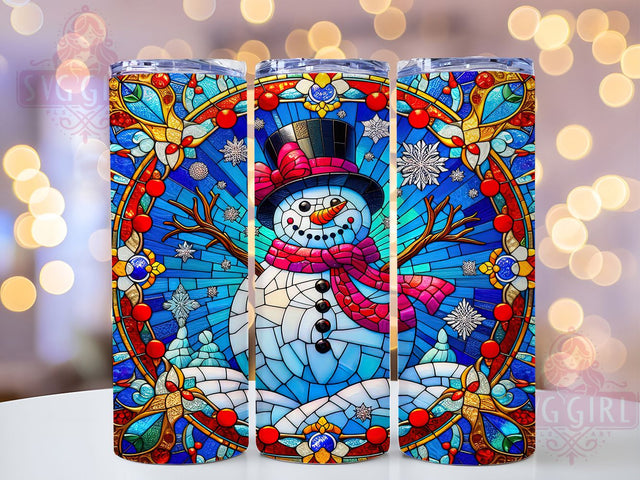 Christmas Stained Glass Snowman Tumbler, Snowman Glass Wrap, Holiday Stained Glass Sublimation, 20oz Snowman Tumbler, Festive Glass Art, Winter Snowman Mug, Seasonal Glass Cup Sublimation SvggirlplusArt 