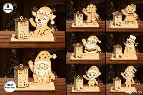 Christmas Stand Candle Holders Bundle SVG SvgOcean 