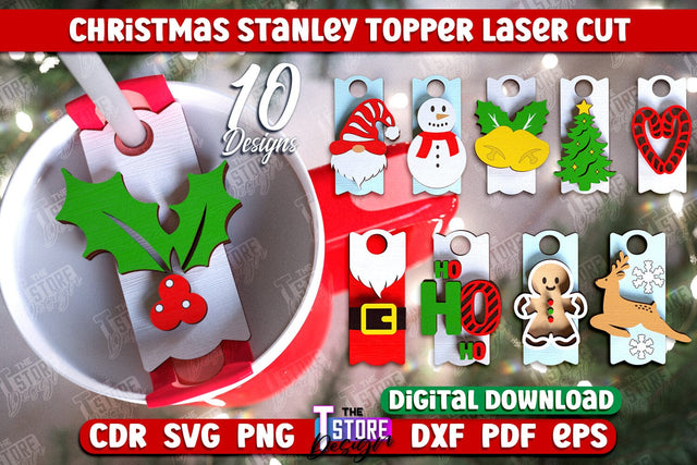 Christmas Stanley Topper Bundle | Stanley Cup Gift Tag | Tumbler Tag | Stanley Cup Accessories | CNC Files SVG The T Store Design 