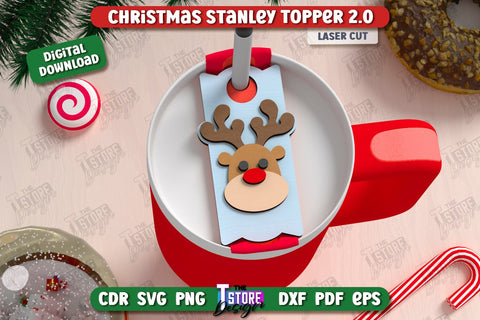 Christmas Stanley Topper Laser Cut Bundle, Christmas Tumbler Topper SVG, Christmas Party Accessories, Party Decorations SVG, Stanley Name Plate SVG The T Store Design 