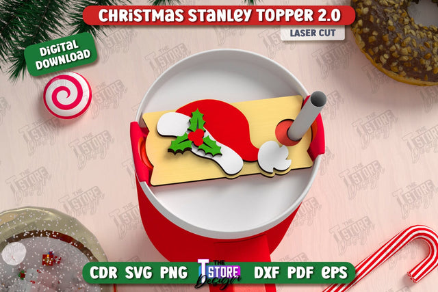 Christmas Stanley Topper Laser Cut Design, Christmas Tumbler Topper SVG, Christmas Party Accessories, Party Decorations SVG, Stanley Name Plate SVG The T Store Design 