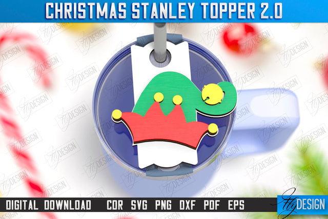Christmas Stanley Topper Laser Cut | Stanley Cup Gift Tag | Tumbler Tag | Stanley Cup Accessories | CNC File SVG Fly Design 