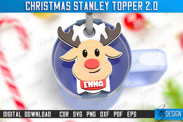 Christmas Stanley Topper Laser Cut | Stanley Cup Gift Tag | Tumbler Tag | Stanley Cup Accessories | CNC File SVG Fly Design 