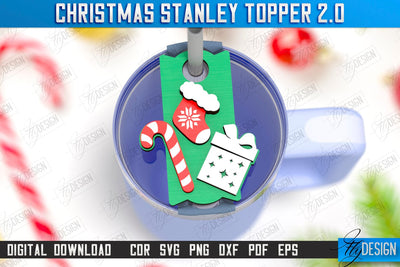 Christmas Stanley Topper Laser Cut | Stanley Cup Gift Tag | Tumbler Tag | Stanley Cup Accessories | CNC File SVG Fly Design 