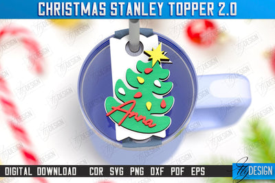 Christmas Stanley Topper Laser Cut | Stanley Cup Gift Tag | Tumbler Tag | Stanley Cup Accessories | CNC File SVG Fly Design 
