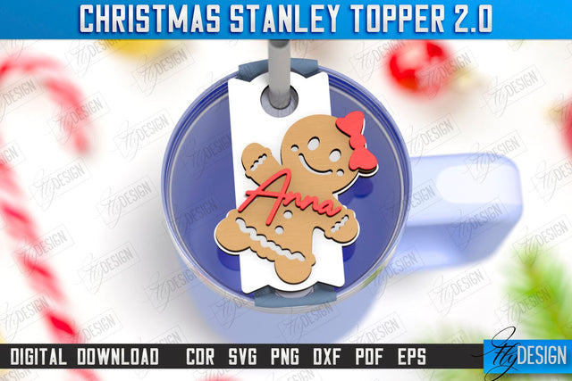 Christmas Stanley Topper Laser Cut | Stanley Cup Gift Tag | Tumbler Tag | Stanley Cup Accessories | CNC File SVG Fly Design 