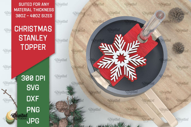 Christmas Stanley Topper Laser Cut. Xmas tumbler decor SVG SVG Evgenyia Guschina 
