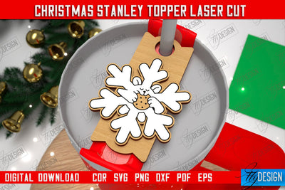 Christmas Stanley Topper | Stanley Cup Gift Tag | Tumbler Tag | Stanley Cup Accessories | CNC File SVG Fly Design 