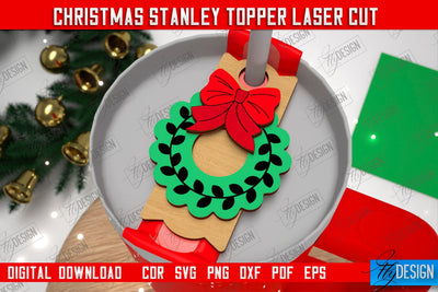 Christmas Stanley Topper | Stanley Cup Gift Tag | Tumbler Tag | Stanley Cup Accessories | CNC File SVG Fly Design 