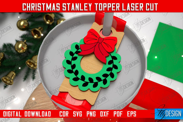 Christmas Stanley Topper | Stanley Cup Gift Tag | Tumbler Tag | Stanley Cup Accessories | CNC File SVG Fly Design 