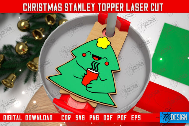 Christmas Stanley Topper | Stanley Cup Gift Tag | Tumbler Tag | Stanley Cup Accessories | CNC File SVG Fly Design 