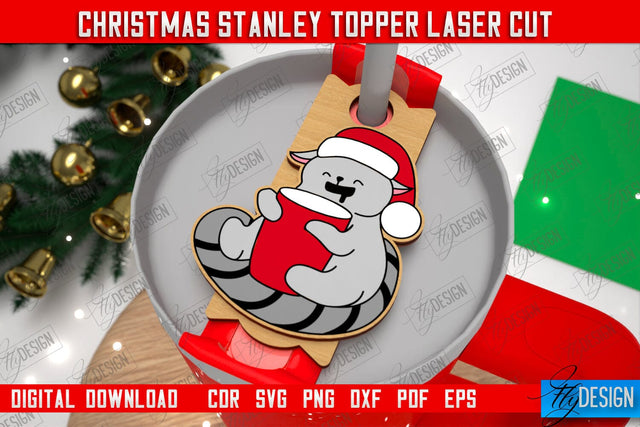 Christmas Stanley Topper | Stanley Cup Gift Tag | Tumbler Tag | Stanley Cup Accessories | CNC File SVG Fly Design 
